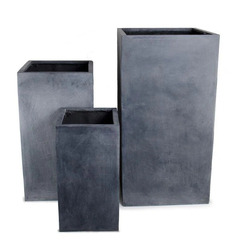 Fiberglass Column Planter w/ Lead Finish