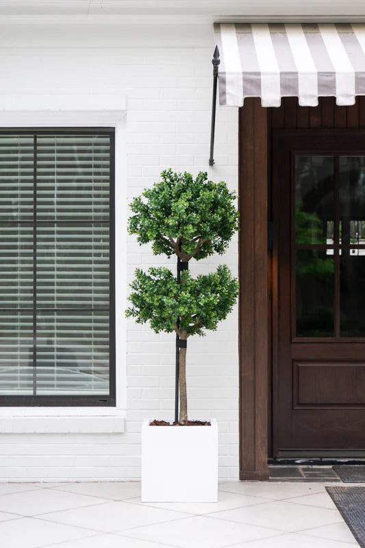 Fiberglass Cube Planter w/ White Stone Finish