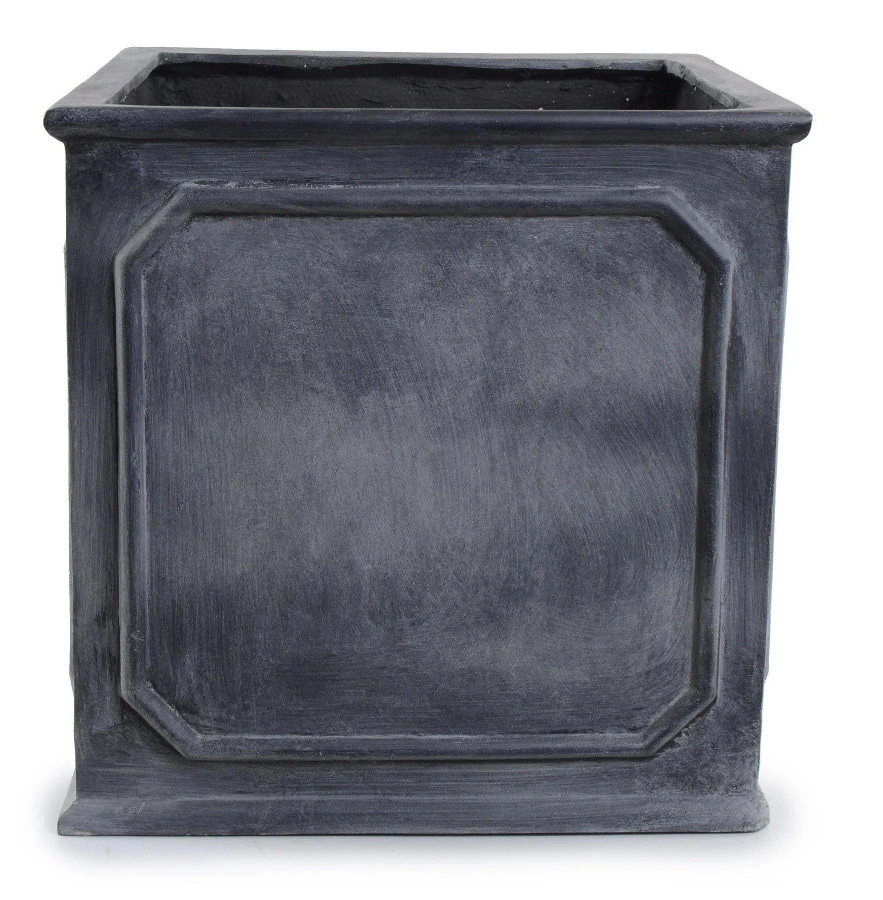 Fiberglass Bordered Cube Planter w/ Lead Finish