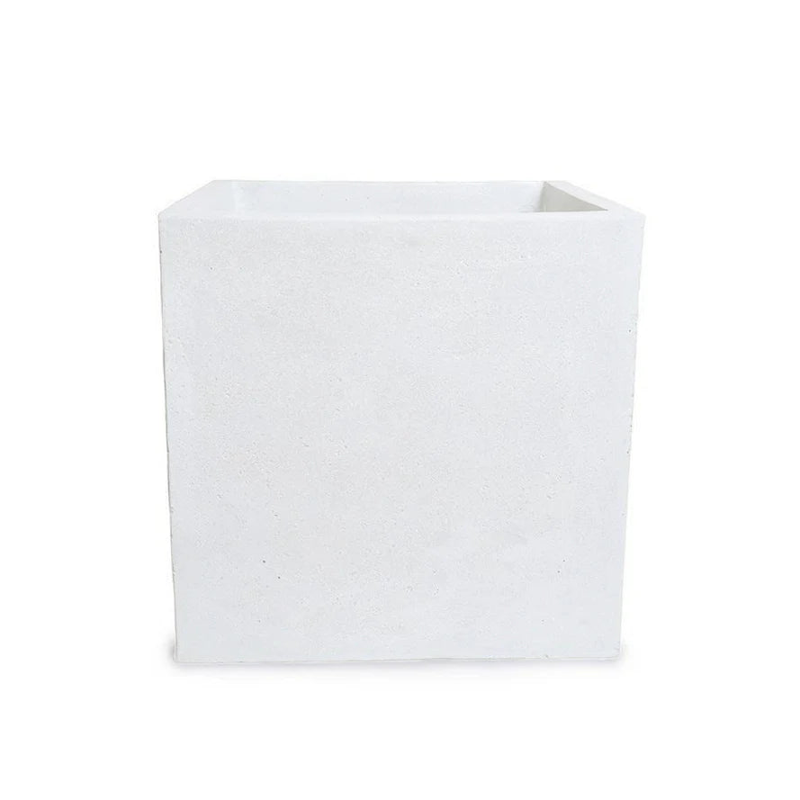 Fiberglass Cube Planter w/ White Stone Finish