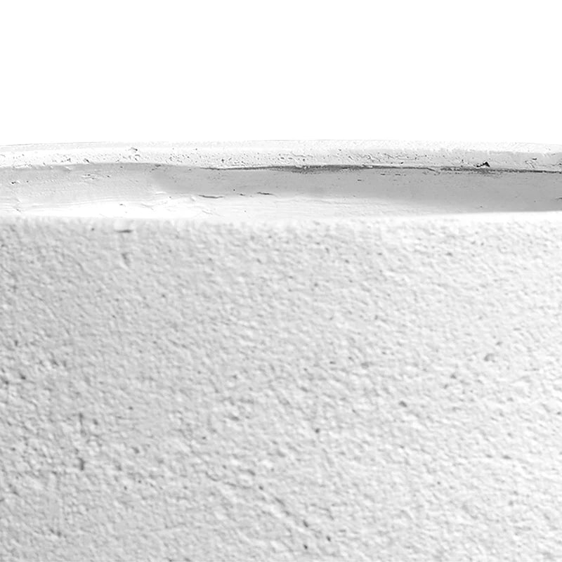 Fiberglass Cylinder Planter w/ White Stone Finish